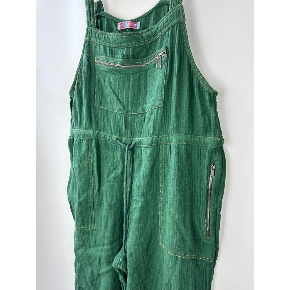 Urban Outfitters Tina Textured Gauze Jumpsuit Green Wide Leg One Piece Medium - Picture 5 of 16
